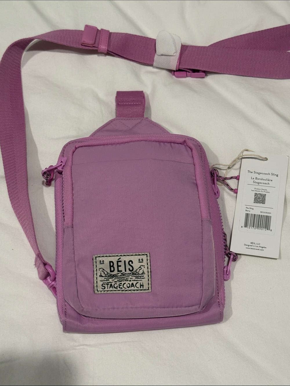 NWT BEIS Stagecoach Sling Bag in Lavender Pink EXCLUSIVE